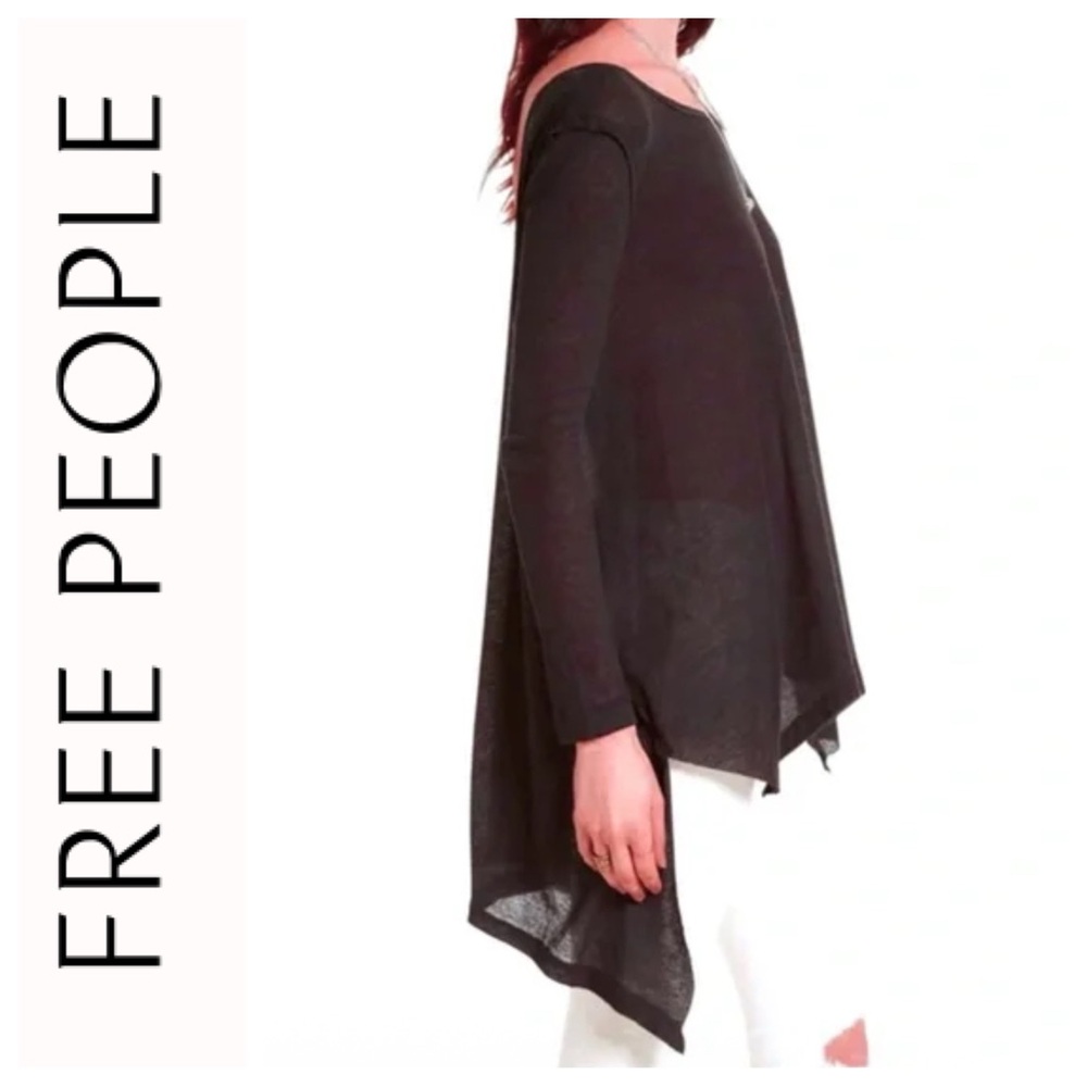FREE PEOPLE INCREDIBLE LONG SLEEVED TOP BLACK COTTON NWT SIZE XS/SMALL